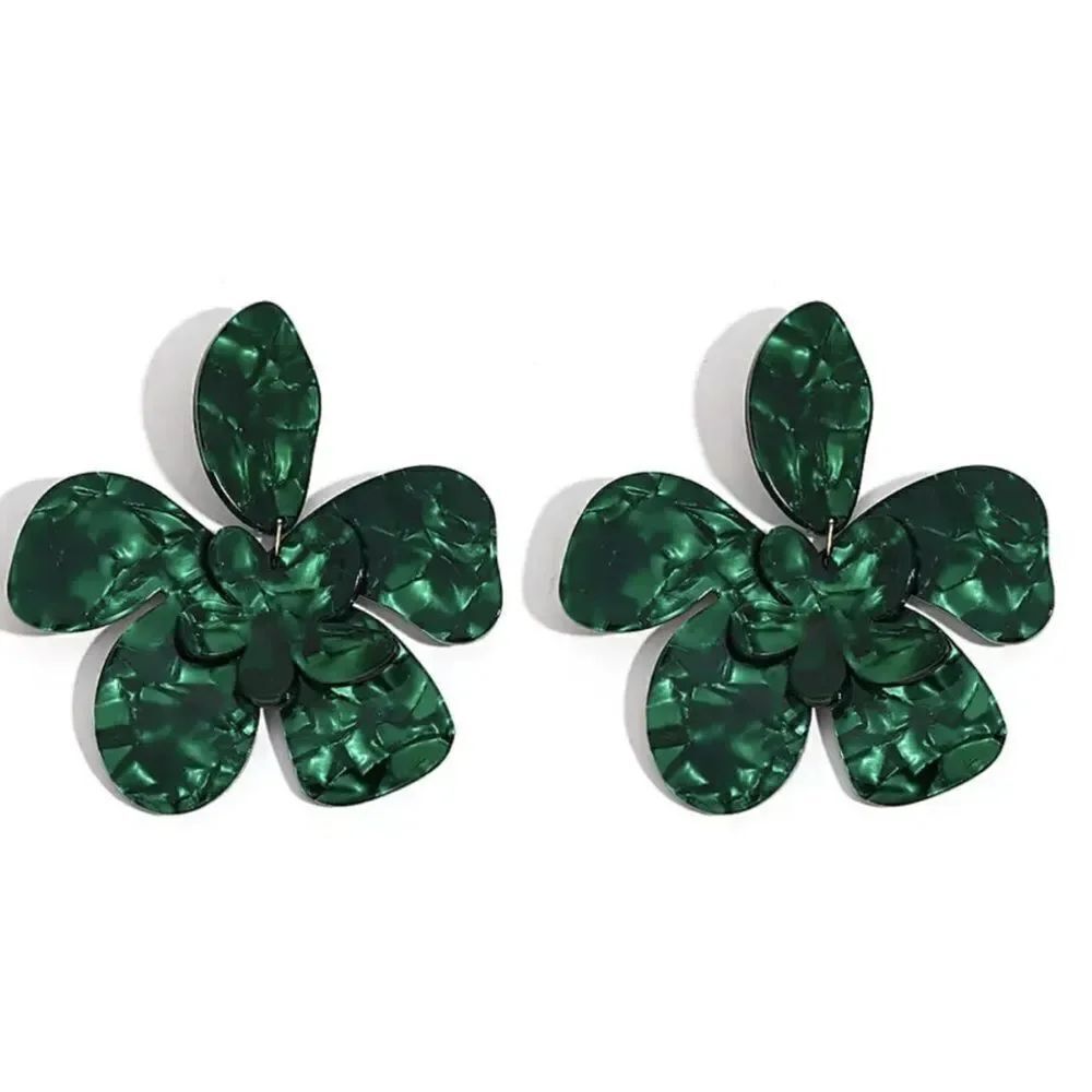 Statement green flower earring N608